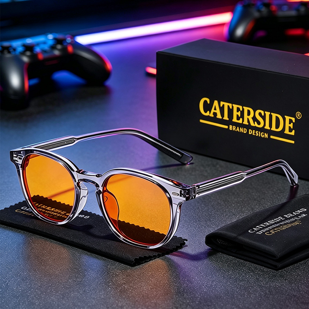 Anti Blue Light Film - แว่นตาแฟชั่น CATERSIDE สำหรับผู้ชาย เล่นเกม ป้องกันแสงสีฟ้า 99%
