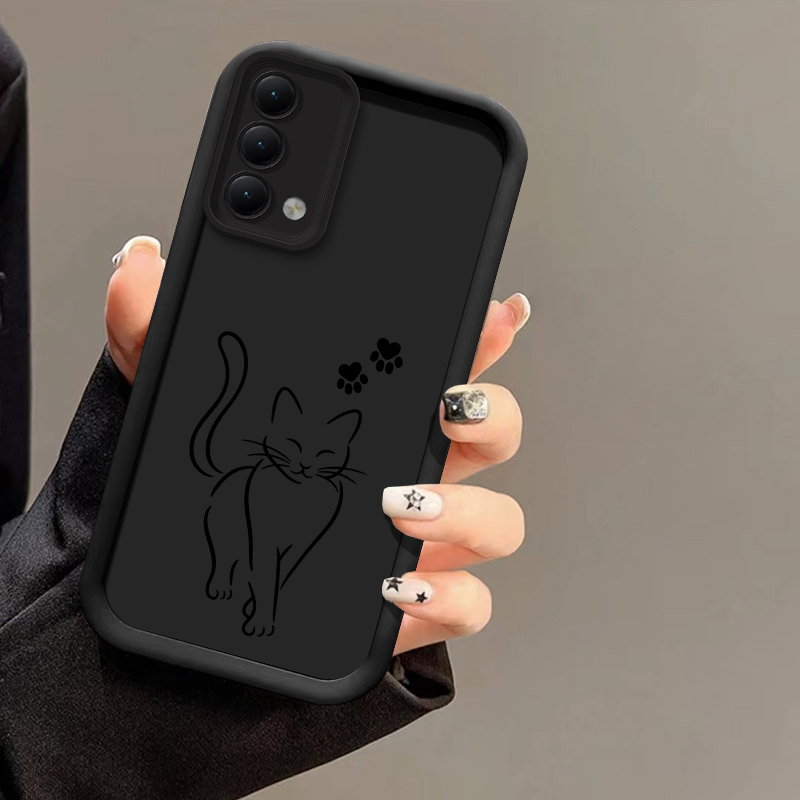 Oppo A78 - เคสโทรศัพท์ลายแมวน่ารักสีดำ สำหรับ OPPO A94 A95 A92